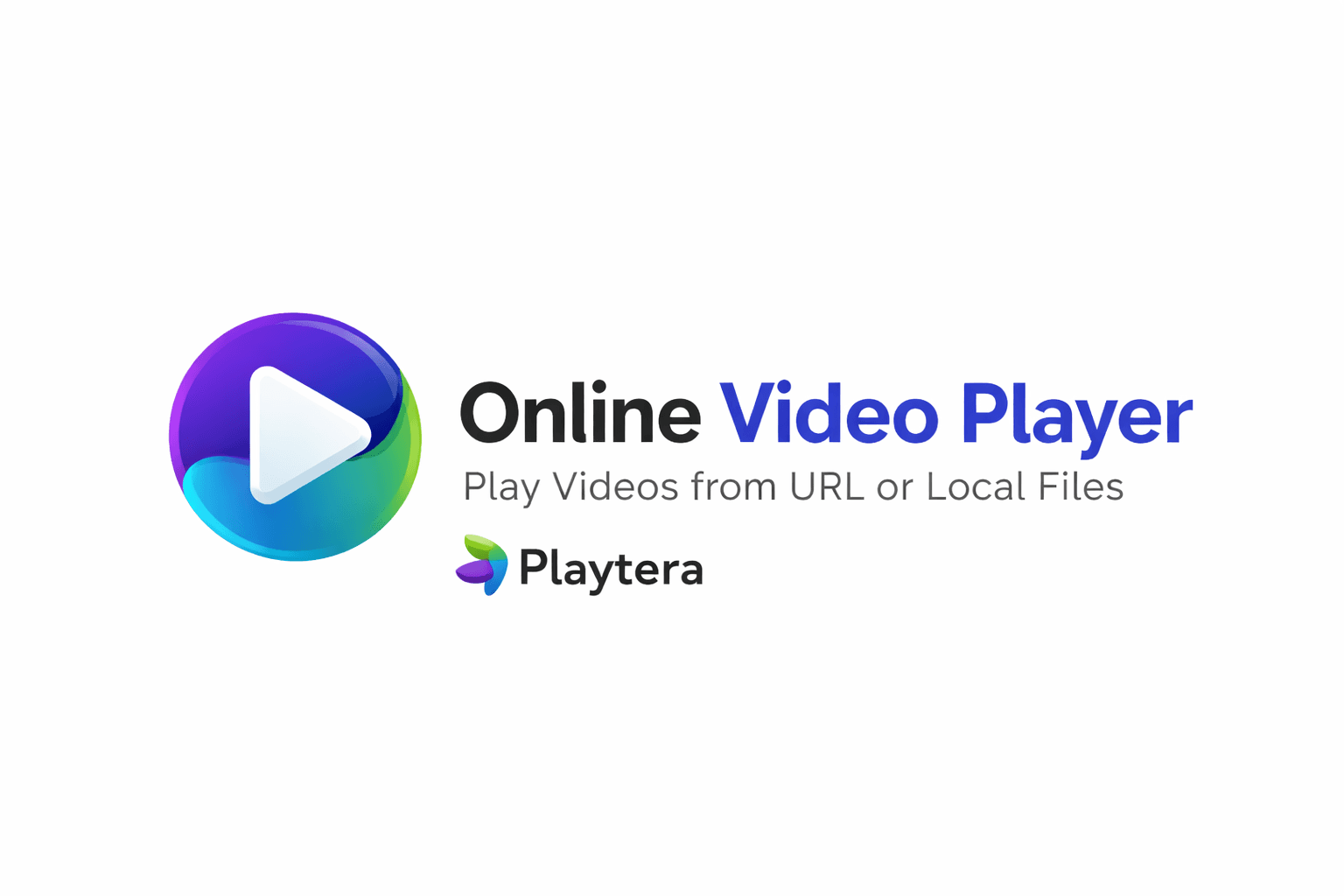 A modern online video player interface floating on a futuristic dark background