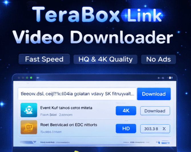 TeraBox Video Downloader interface featuring PlayTera logo with high-speed download aesthetics