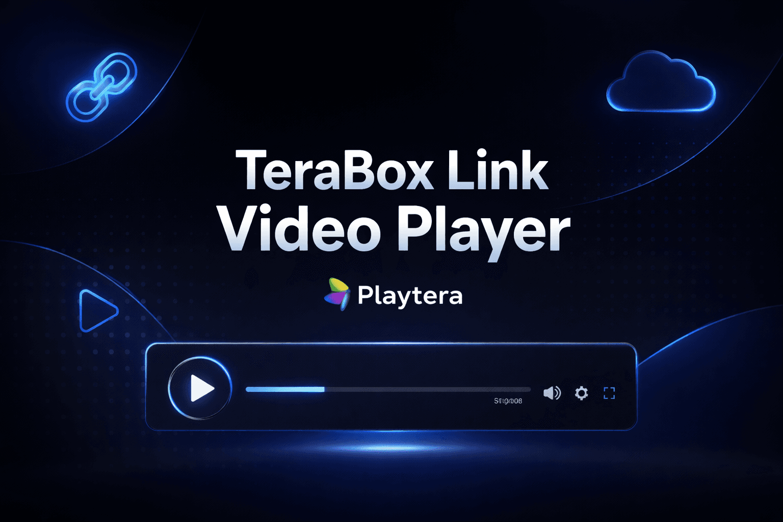 TeraBox Link Video Player interface featuring PlayTera logo with dark mode aesthetics